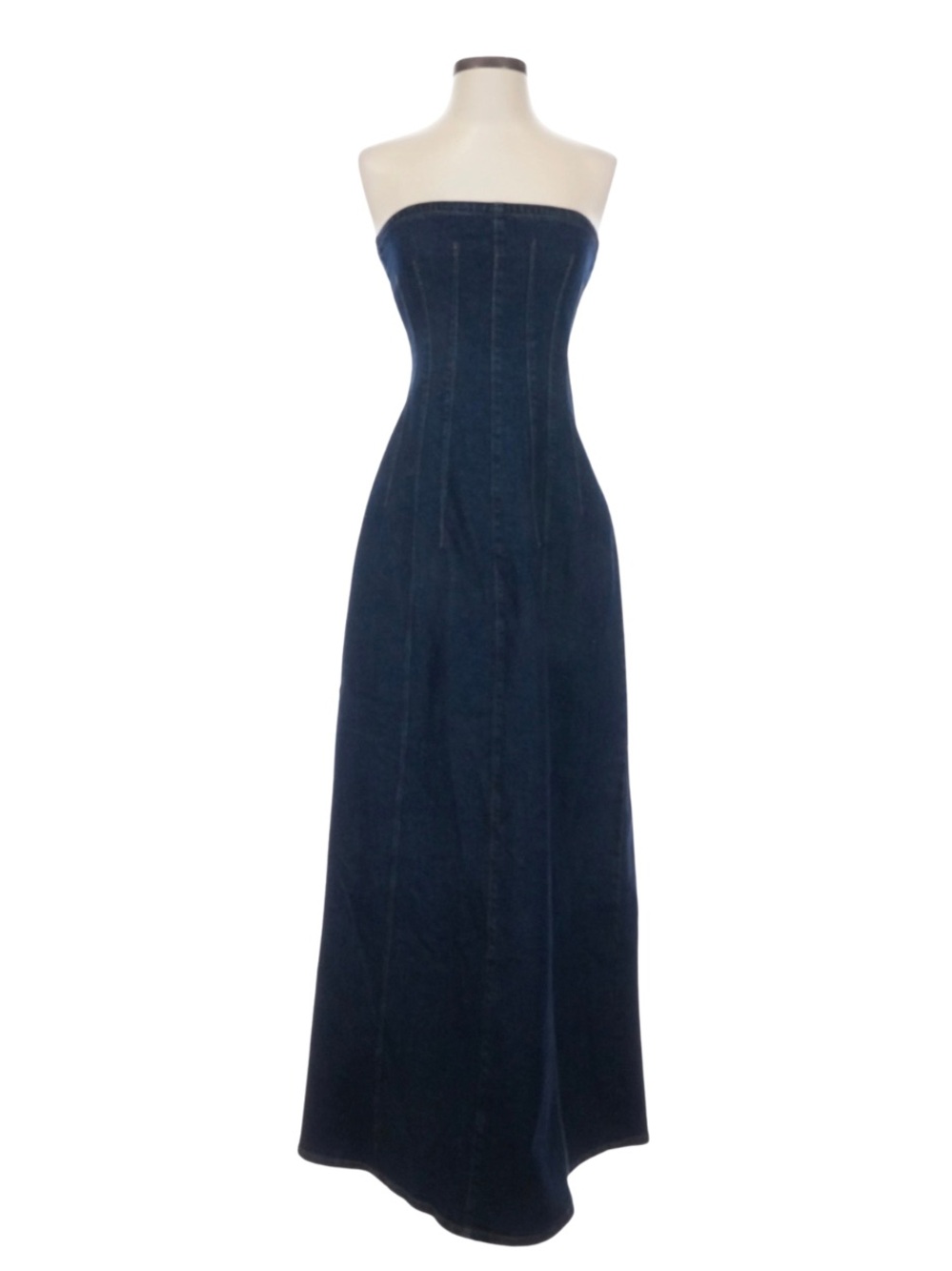 Kenneth Cole New York Denim Bustier Strapless Maxi Dress